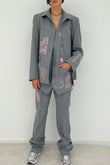 MATT EMBROIDERY GREY/PINK